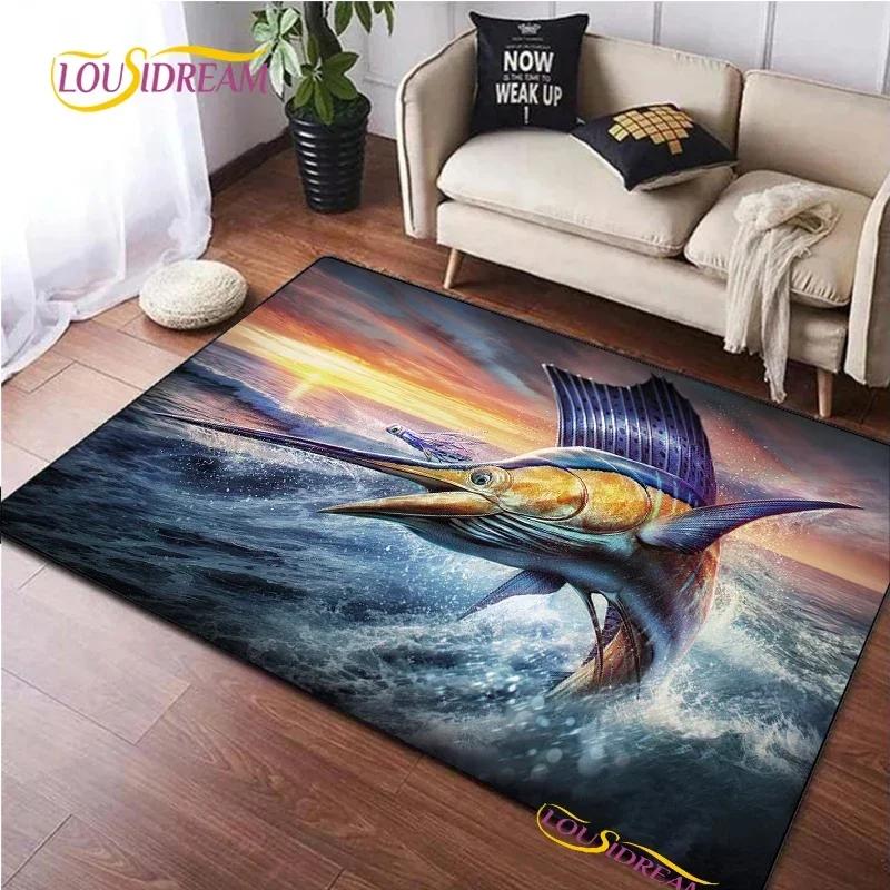 Fishing Enthusiast Carpet for Living Room Sofa Table Bedroom Rugs Home decor Kitchen washroom Indoor Outdoor Non-slip floor Mats