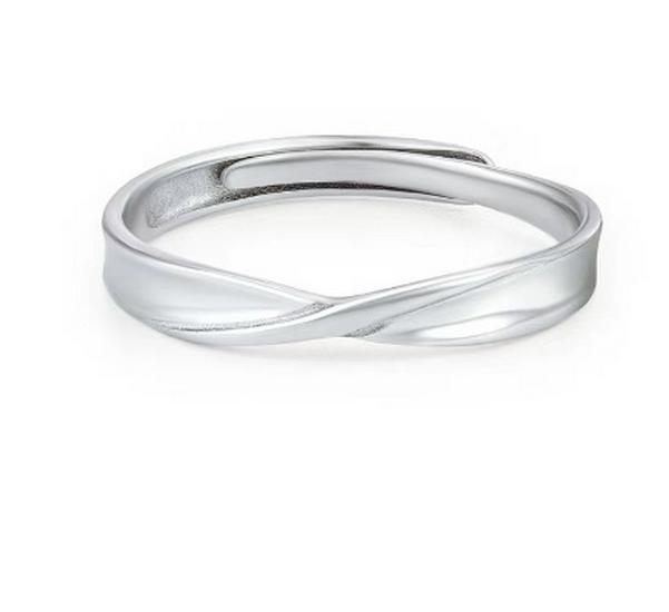 Elegant Mobius Strip Cubic Zirconia Couple Rings – Open Design for Women, Perfect Holiday Gift.