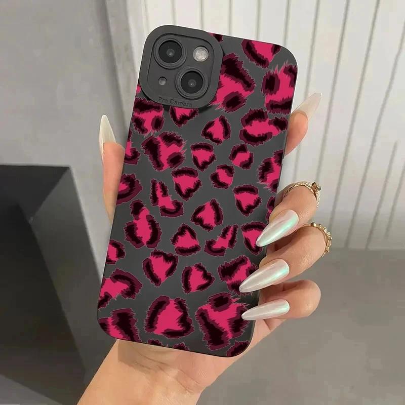 Leopard Design Stylish Pink Pattern Phone Case For iPhone 15 14 13 12 11 Pro Max Mini XS XR X 7 8 15 Plus SE 2022 Soft Cover