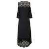 Women Lace Patchwork Ruffle Sleeve Pullover Dress Cold Shoulder Midi Dress with Floral Hemline for Casual and Semi-Formal Wear