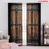 2pcs 2D Flat Printing Party Curtains Retro Wooden Door (3) Digital Printed Polyester Drapes Party Decorations Perfect for