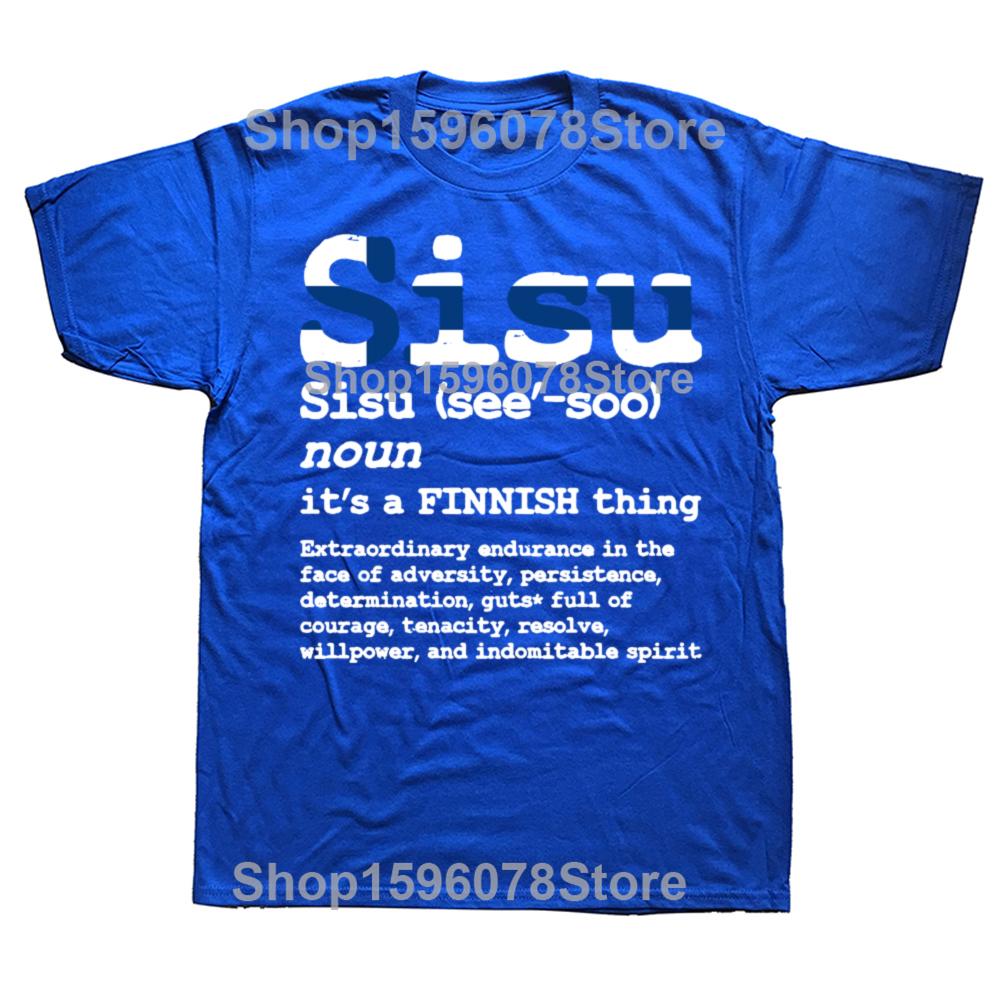 Funny Finnish SISU Strength Courage T Shirts Cotton Birthday Gifts Mens Clothing Fashion Casual Loose Oversized T Shirt