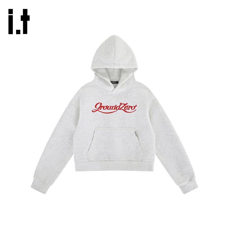 GROUND ZERO Colorblock Print Cropped Hooded Sweatshirt M