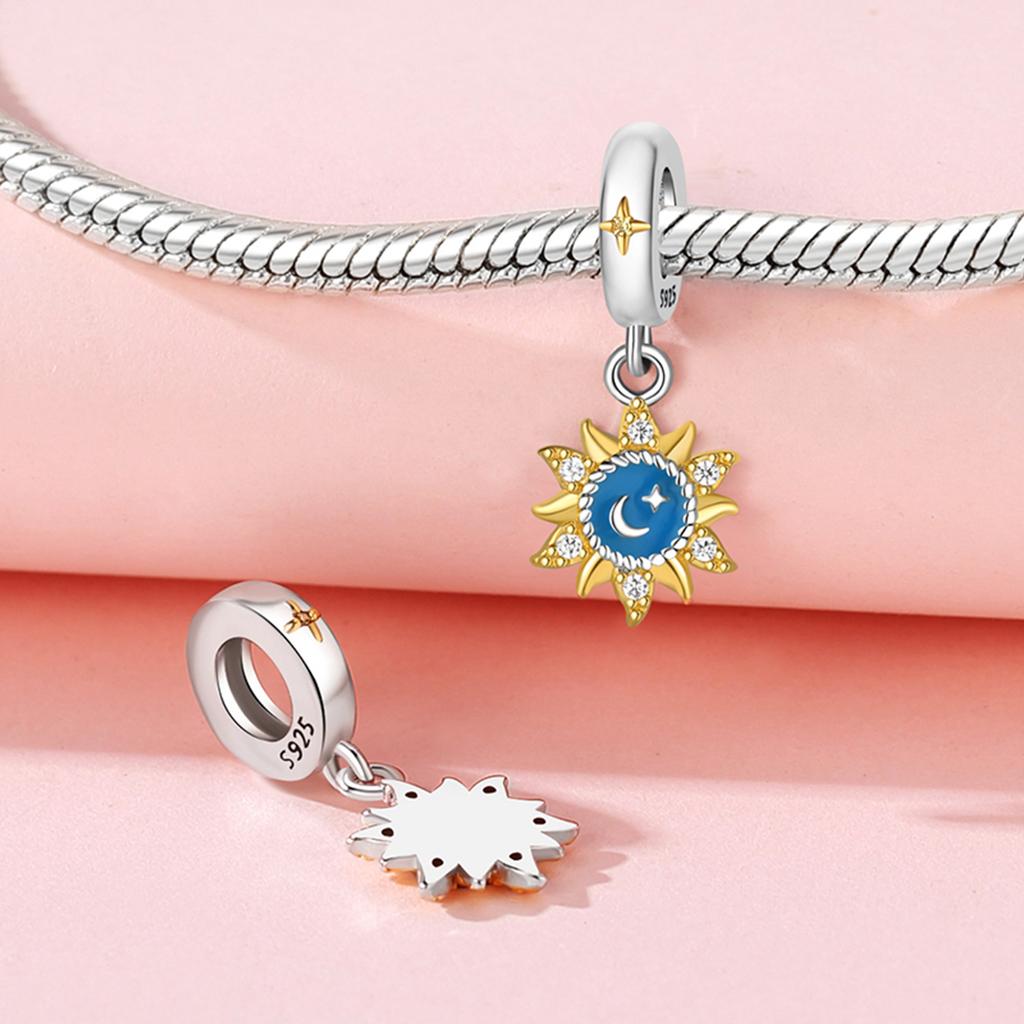 Beads Copper Charms Original Golden Sun Moon Pendant Beads Fit Bracelet Jewelry Diy Women Fine Gift Accessory
