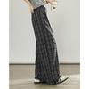 TERRE BLEUE Women's Plaid High-Waist Loose Straight-Leg Pants