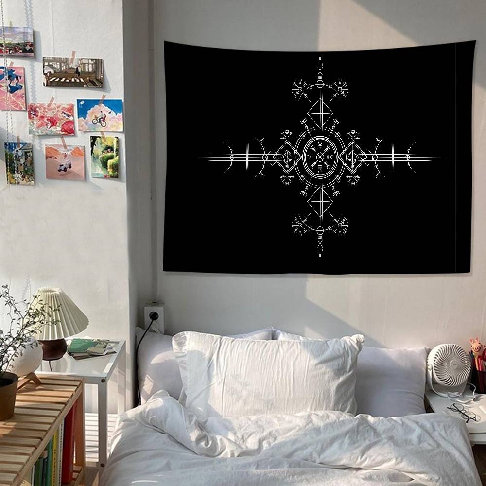 VViking Logo VVegvisir Luxury Hippie Wall Hanging Tapestries for Living Room Home Dorm Decor Art Home Decor