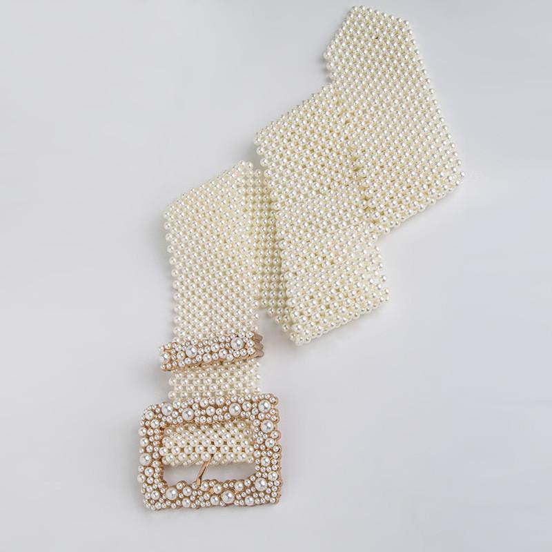 

Pearl Artificial Waist Chain With Square Needle Buckle Design For Daily Wear