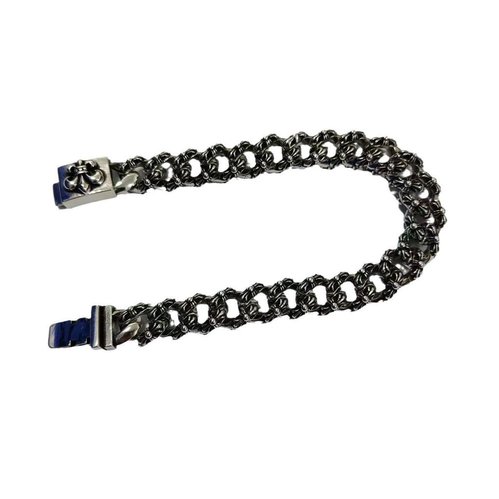 CH Retro Crono Bracelet with Diamond, Gold, Thai Silver, and Floral Cross Design