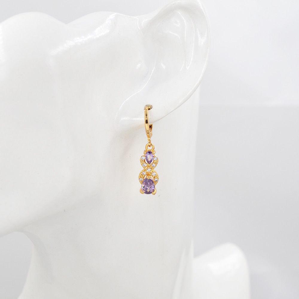 Kreatywne kolczyki z diamentami w kształcie kropli wody i gruszki, z wielokolorowymi kamieniami szlachetnymi, pozłacane 18-karatowym złotem