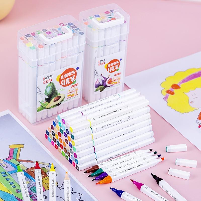Dual Head Washable Marker Pen Set Student Art Drawing Stationery Supplies