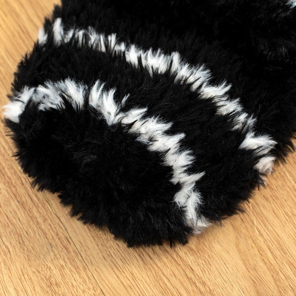 Warm Stripe Hat Thickened Winter Cap Fashion Plush Pullover Hat  Outdoor