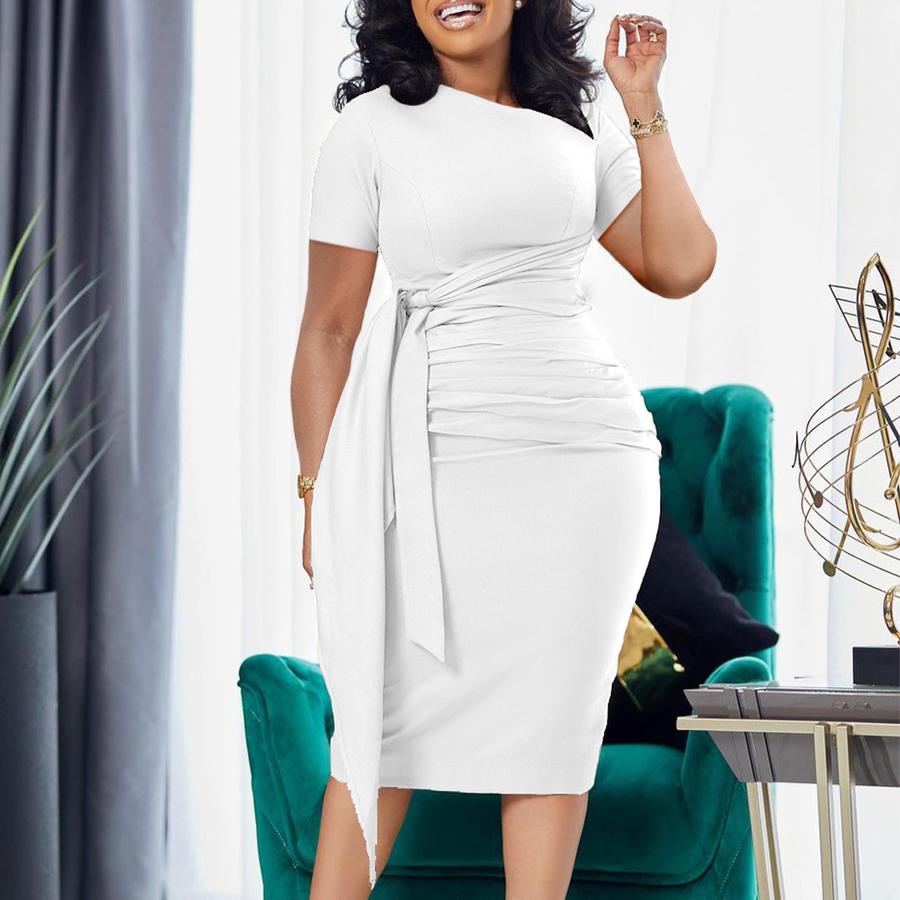 African Imported Women's Summer New Short Sleeve Fashion Ruffled Elegant Strap Raglan Dress