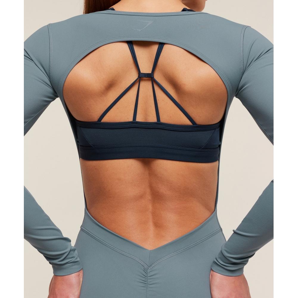 Gymshark LiftIng Dipped Waistband All In One Iron Blue B4b7d Uctm