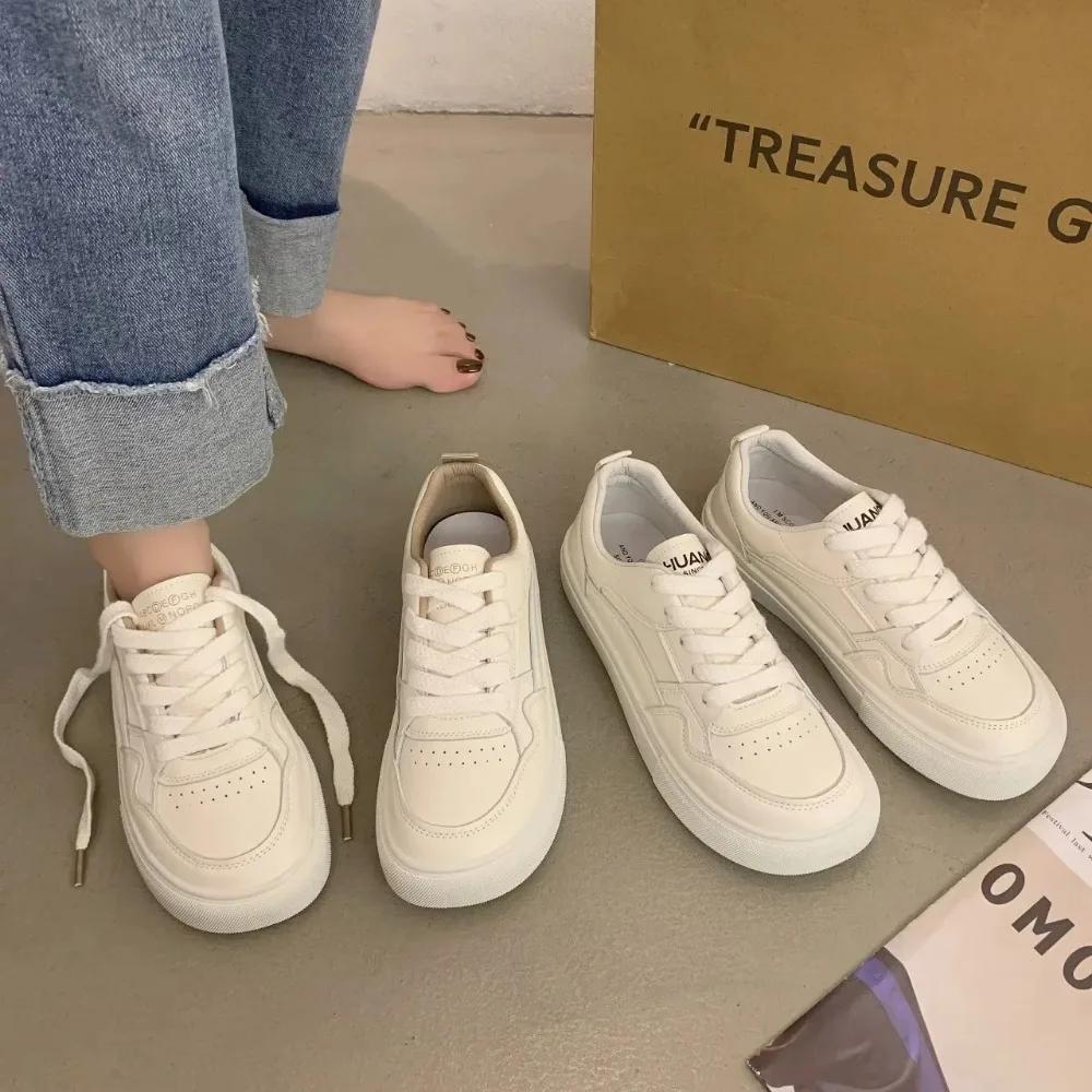 Little White Shoes Women Sneakers 2025 New Breathable Genuine Leather Women's Shoes Casual Sports Board Shoes Sneaker  Adult