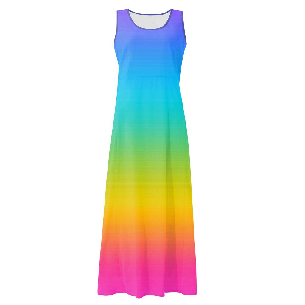 Lässiges, bequemes, ärmelloses Baumwolltaschenkleid mit Farbverlaufsdruck für Damen