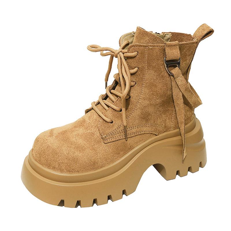 British style platform Martin boots women's 2025 new autumn and winter versatile heightening short boots retro locomotive rhubarb boots