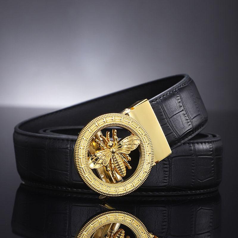New Men's Bee Automatic Cowhide Belt Men's All-Match Business Youth Crocodile Belt Men's Spot
