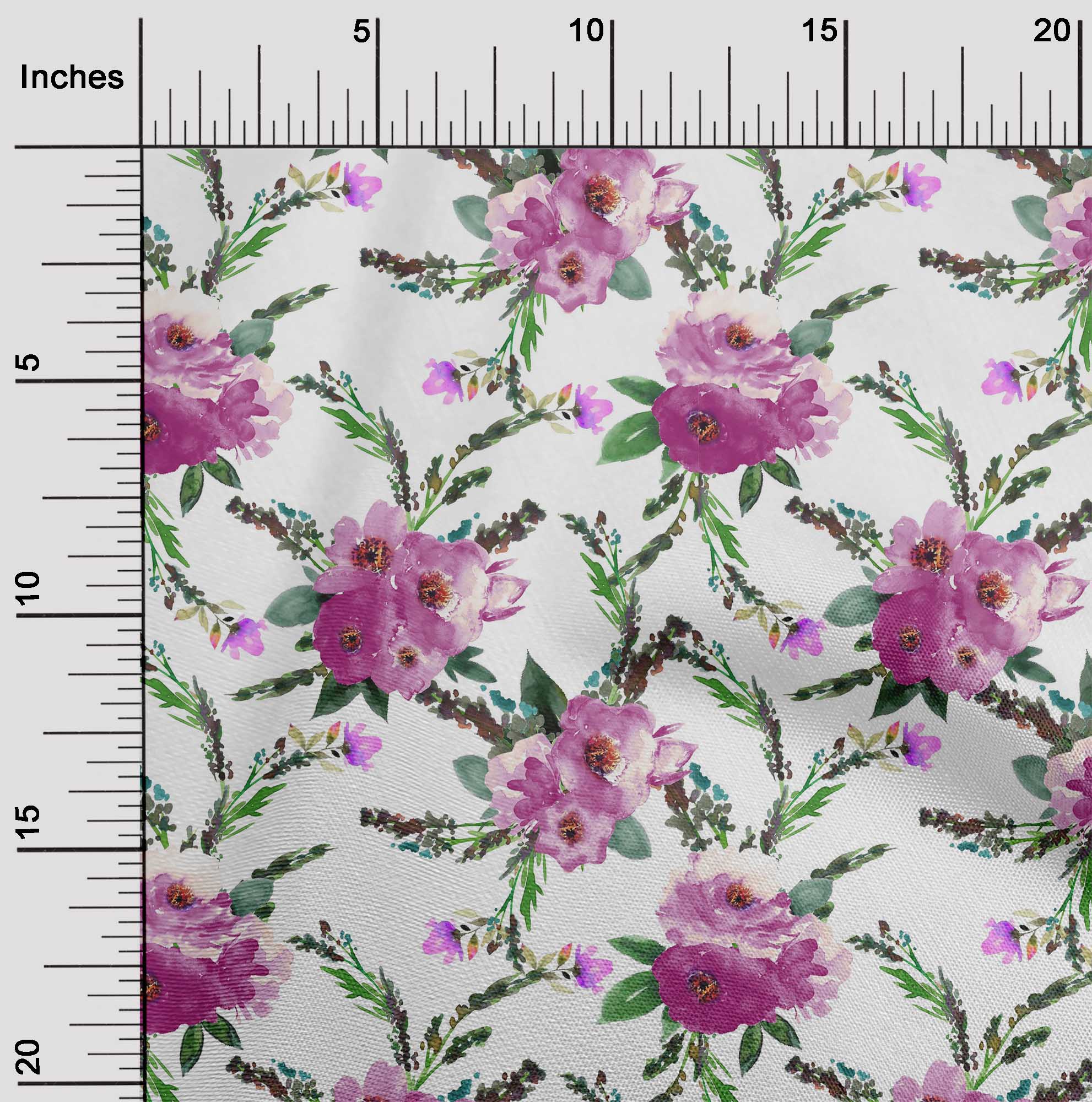 

OneOone Cotton Flex Fabric Watercolor Leather & Peony Тканина для рукоділля з квітковим принтом BTY 40 дюймів 42 Inch - Viscose Chiffon білий