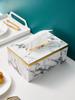 Home Living Decoration Accessories Leather Marble Grain Tissue Box Simple Kitchen Decor Interior Tabletop Ornament Napkin Holder