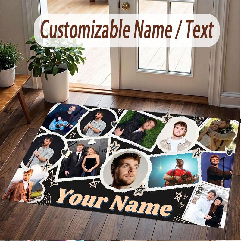 Custom Name Crystal Velvet Rug,Alex Warren Comfortable Anti Slip Floor Mat For Room Decoration