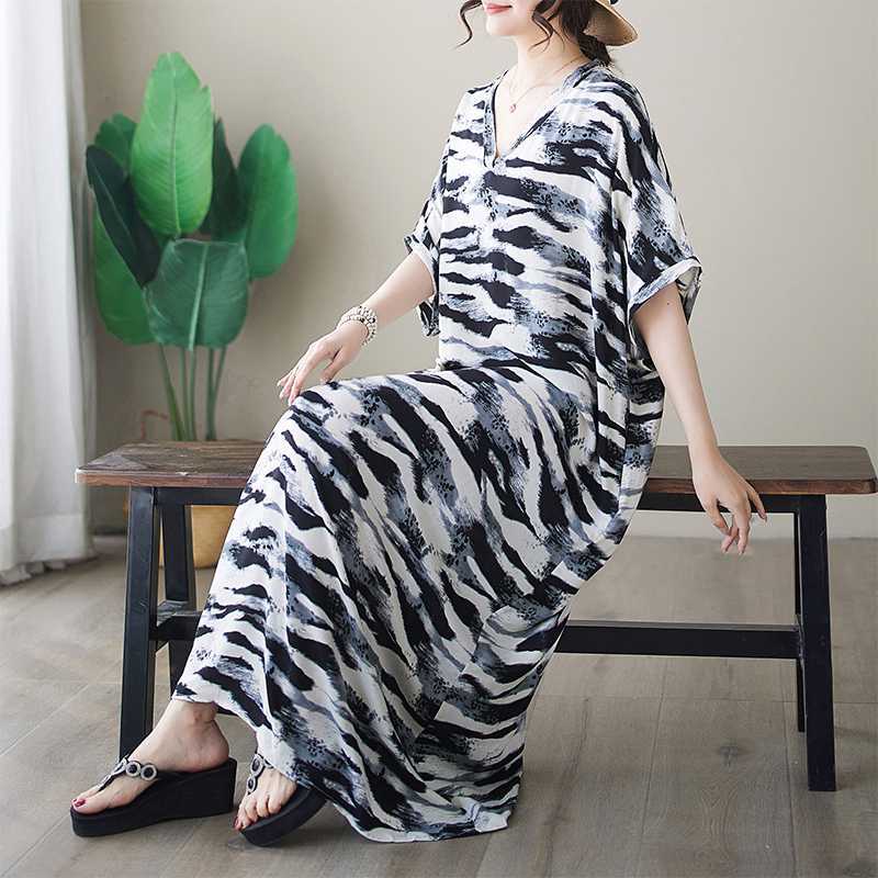 

Винтажные женские темпераментные свободные платья большого размера с V-образным вырезом, супер шикарные богемные платья One Size серый