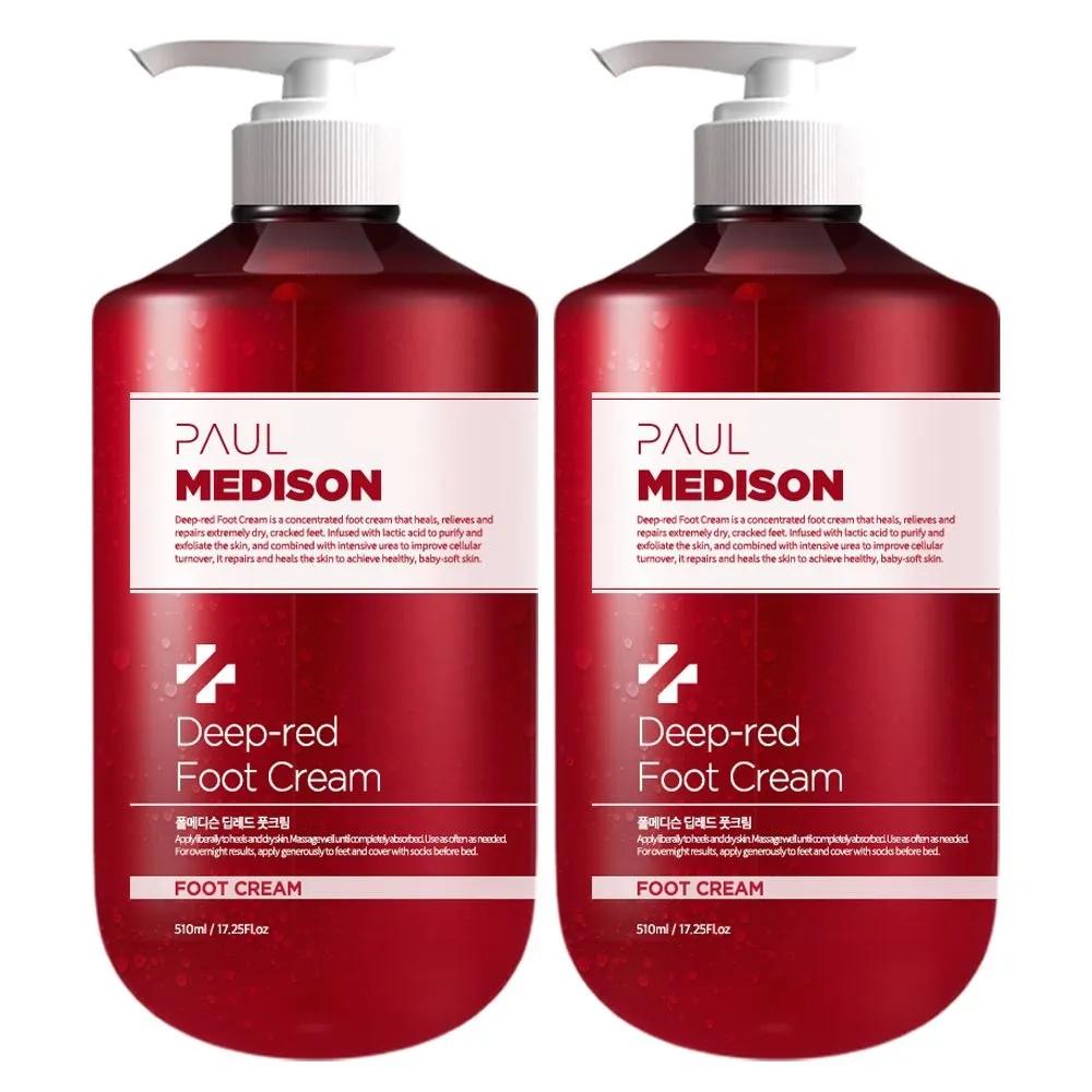 PAUL MEDISON Deep Red Large Size High-Moisture Exfoliating Foot Cream, 510ml, 2 Pieces