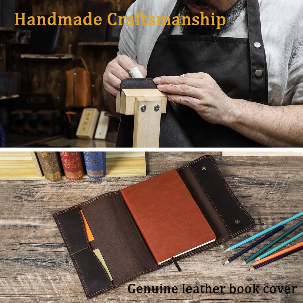 Dropship Handmade Vegetable Tanned Leather A5 Journal Cover With Flap Design Notebook Wallet Customazible Book Sleeve Pouch
