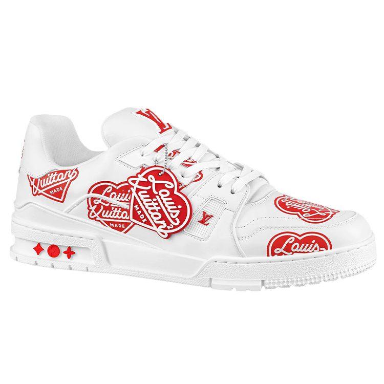 Louis Vuitton X Nigo Trainers 'White With Red Logo Hearts' 1A9JAD