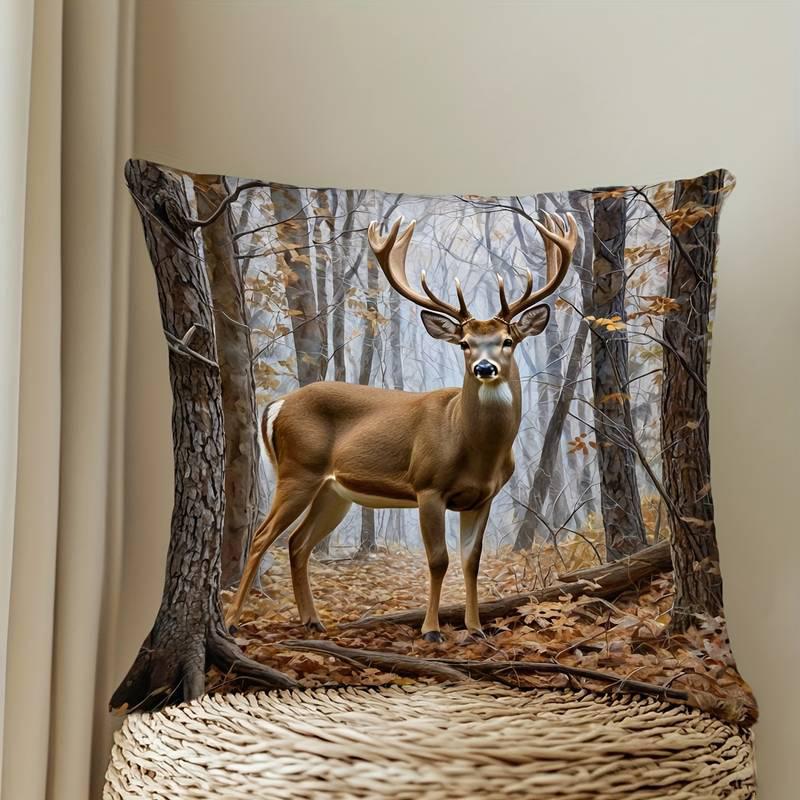 Squirrel Wearing Hat with Christmas CharmSuitable for sofa car bedroom decorative cushion cover pillow cover