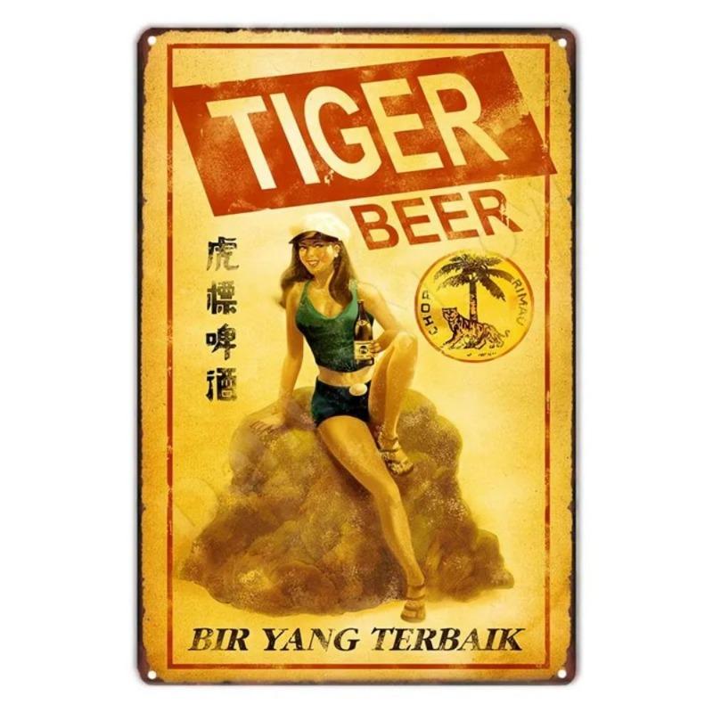 Vintage Japanese Beer Metal Panels Bar Kitchen Wall Decor