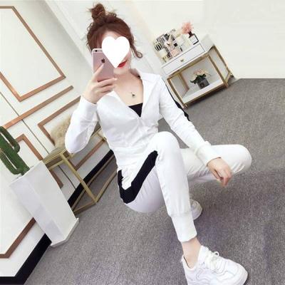 Casual Suit for Women In Autumn and Winter, Western-style Sexy Pants, Slim Zipper Sportswear, Temperament Two-piece Set
