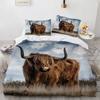 Highland Cow Duvet Cover King/Queen SizeFarmhouse Animal Bull Bedding SetFunny Cute Herbivores Quilt Cover for Kids Boys Girls