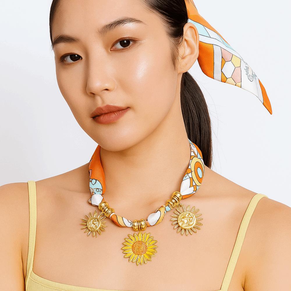 Printing Sweet Pendant Necklace Ethnic Style Bag Accessories Vintage Colorful Headscarf  Gift
