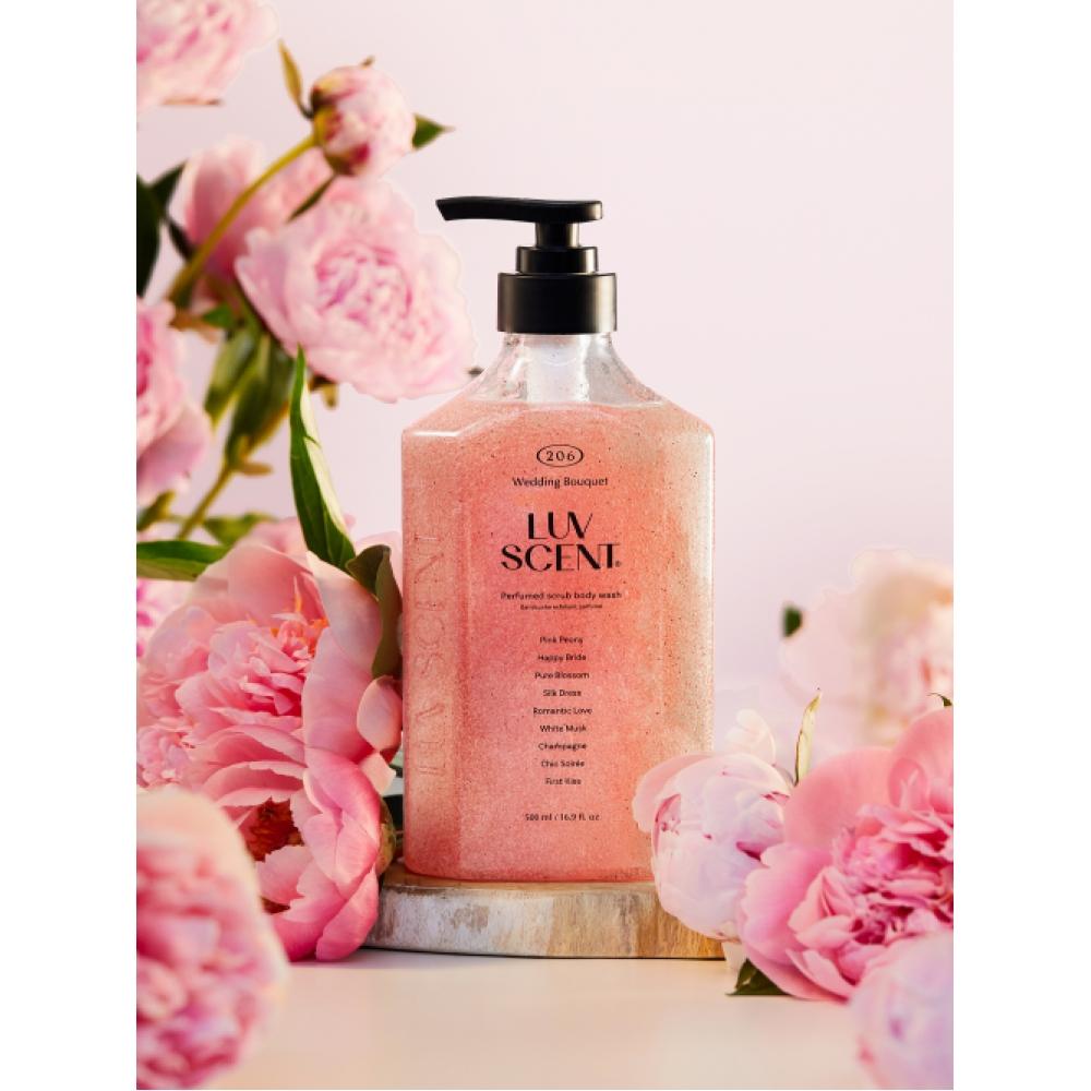Luvscent Scrub Body Wash Wedding Bouquet Pink Peony Fragrance 500ml
