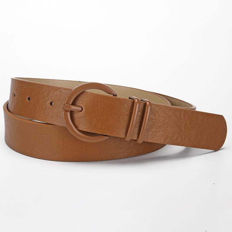 Dámský kožený pásek s kolíčkovou přezkou a vzorem kuřích stop - Ležérní a všestranný k džínům