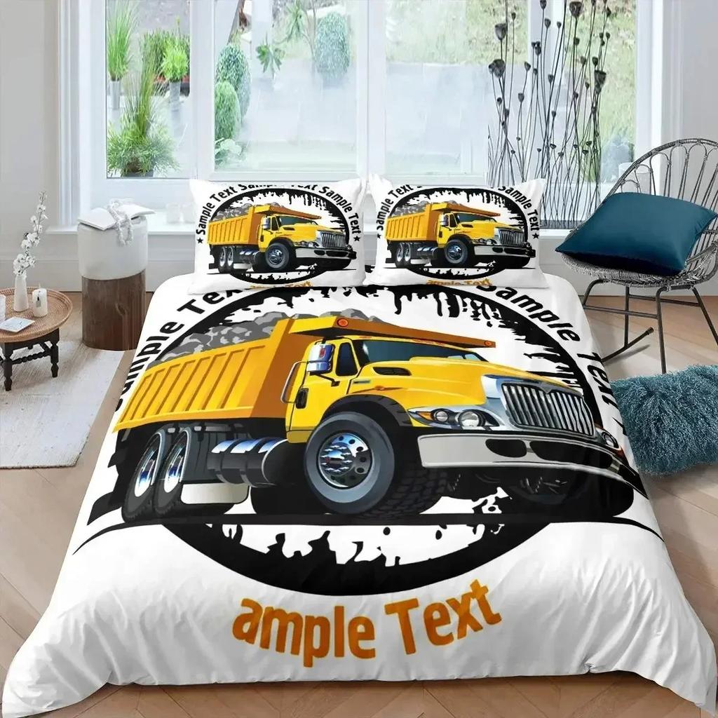Retro Tractor King Queen Duvet Cover Car Bedding Set Engineering Vehicle Quilt Cover Farm Tool Cart Polyester Quilt Cover