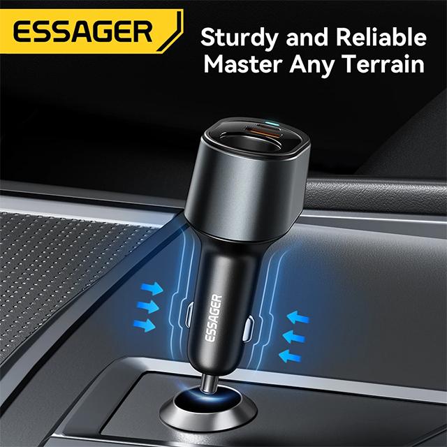 Essager 120W USB C Car Charger with 85W Car Lighter Port Fast Car Charger Adapter for iPhone 15 MacBook Xiaomi Laptop