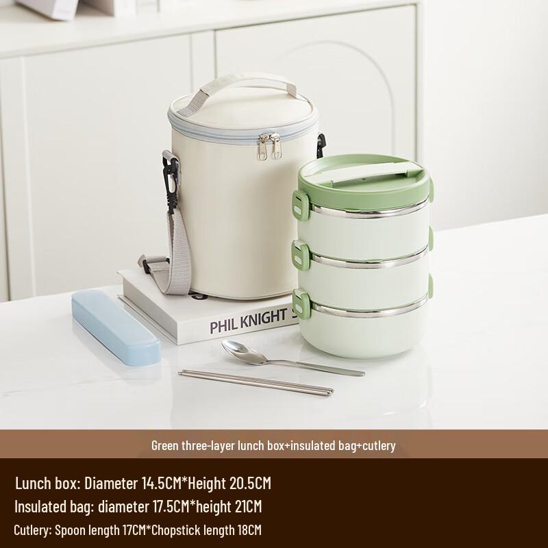 3-Layer Stainless Steel Insulated Portable Lunch Box Set