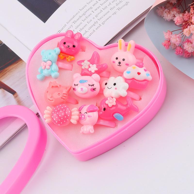 Kids' Faux Diamond Crystal Cartoon Gem Ring Set - Kindergarten Gift