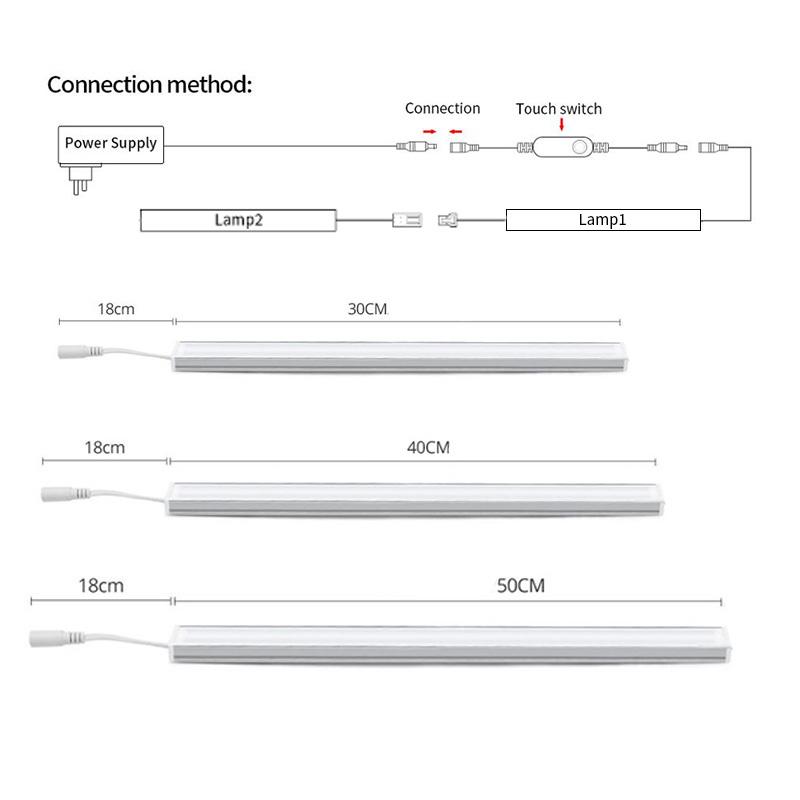 Tuya Smart LED Cabinet Lights 30/40/50cm 12V Wifi Kitchen Wall Lamp Tube Bedroom Kitchen Closet Lighting Work With Alexa and Google Home With EU Plug