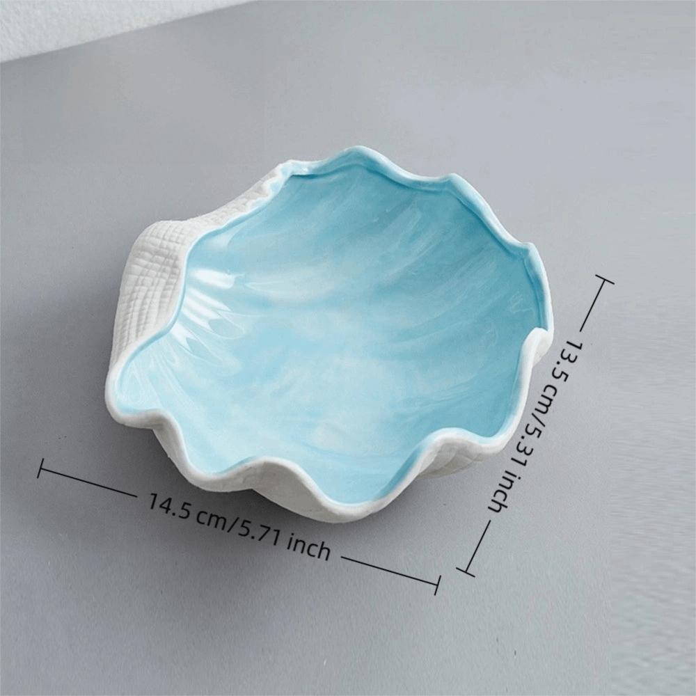 Decorative Tray Coastal Ceramic Trinket Dish Starfish Conch Conch Storage Plate Craft Ornament Jewelry Key Organizer