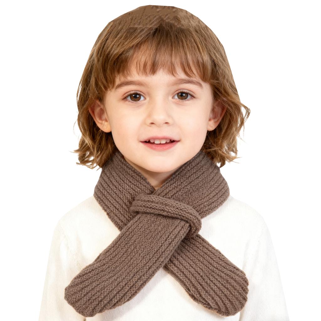 Children Cross Knit Scarf, Soft Solid Color Kids Winter Neck Warmer, Toddler Neck Collar Scarf