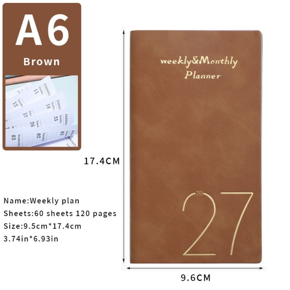 Daily Planning 2027 A6 Planner Notebook Portable Daily Planner New PU Notebook  School Supplies