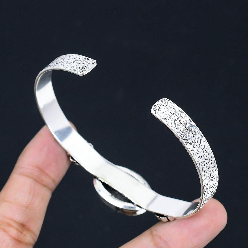 Womens Day Deal Oval Natural Stingray Coral Sterling Silver Wife Bangle Jewelry