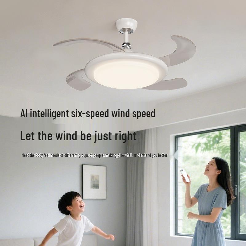 Minimalist Chinese-Style Silent Ceiling Fan with Light & Full Spectrum Eye Protection for Bedrooms & Restaurants