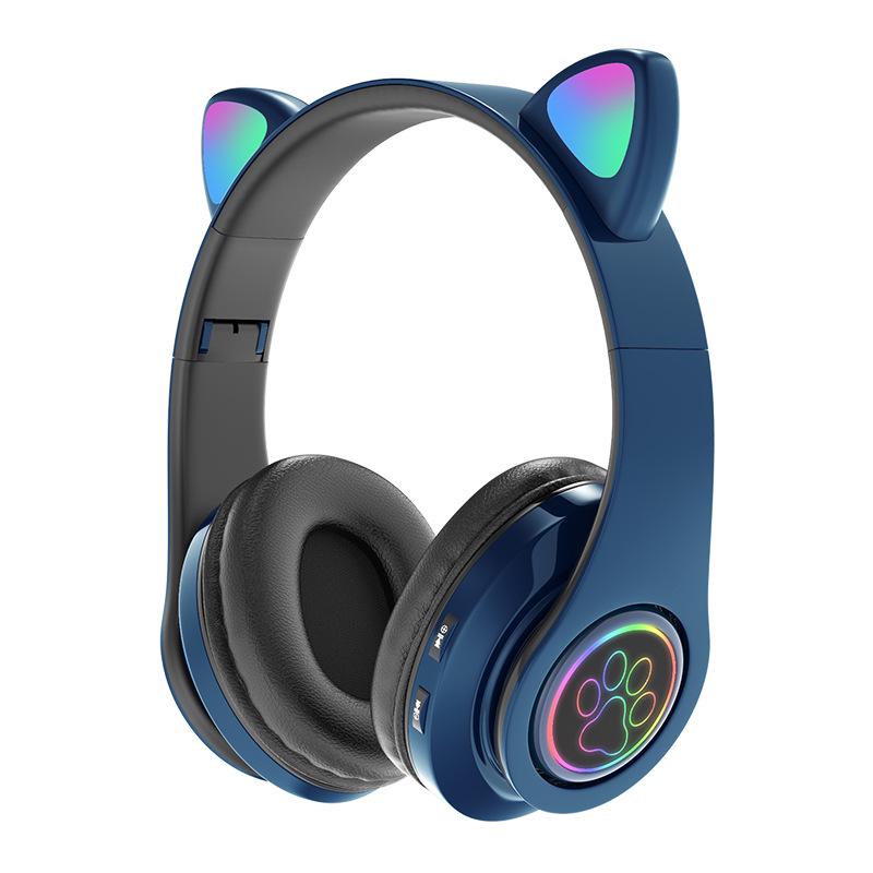 Cat Ear Luminous Bluetooth Headset B39: Foldable, Card Slot, Wireless Earbuds, Universal Compatibility