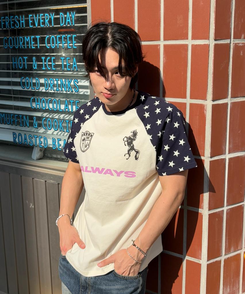 AMOU Always Star Reglan T-Shirts Blue