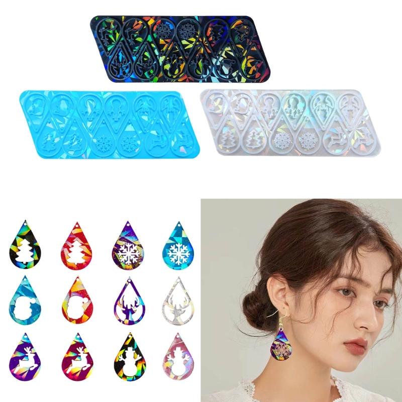 Portable Silicone Mold DIY Christmas Earrings Casting Molds Tear Drop Shapes Jewelry Making Moulds for DIY Lovers