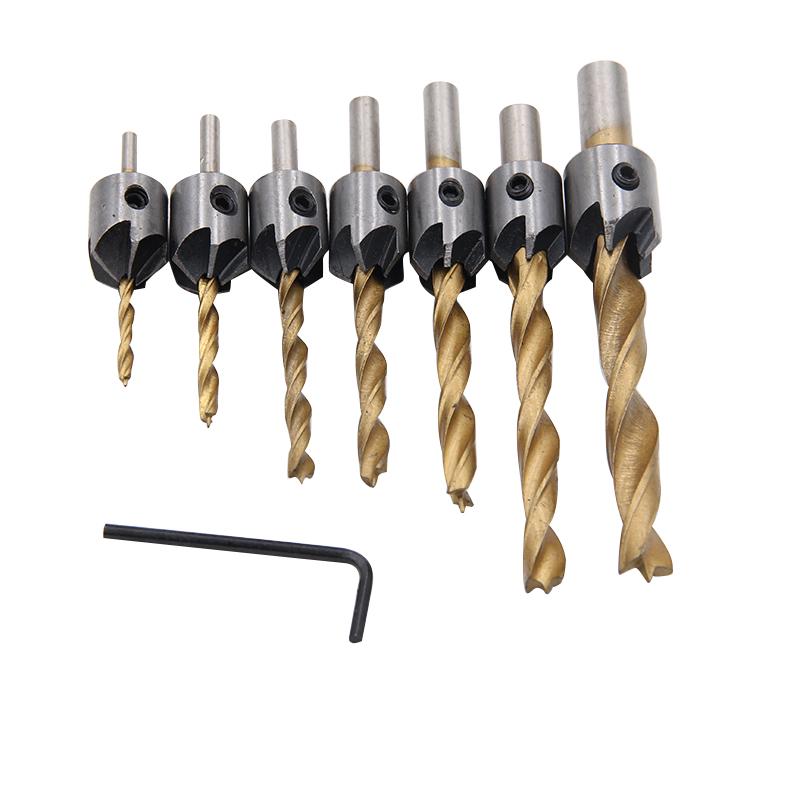 Three-Point Woodworking Countersink Drill Bit Set