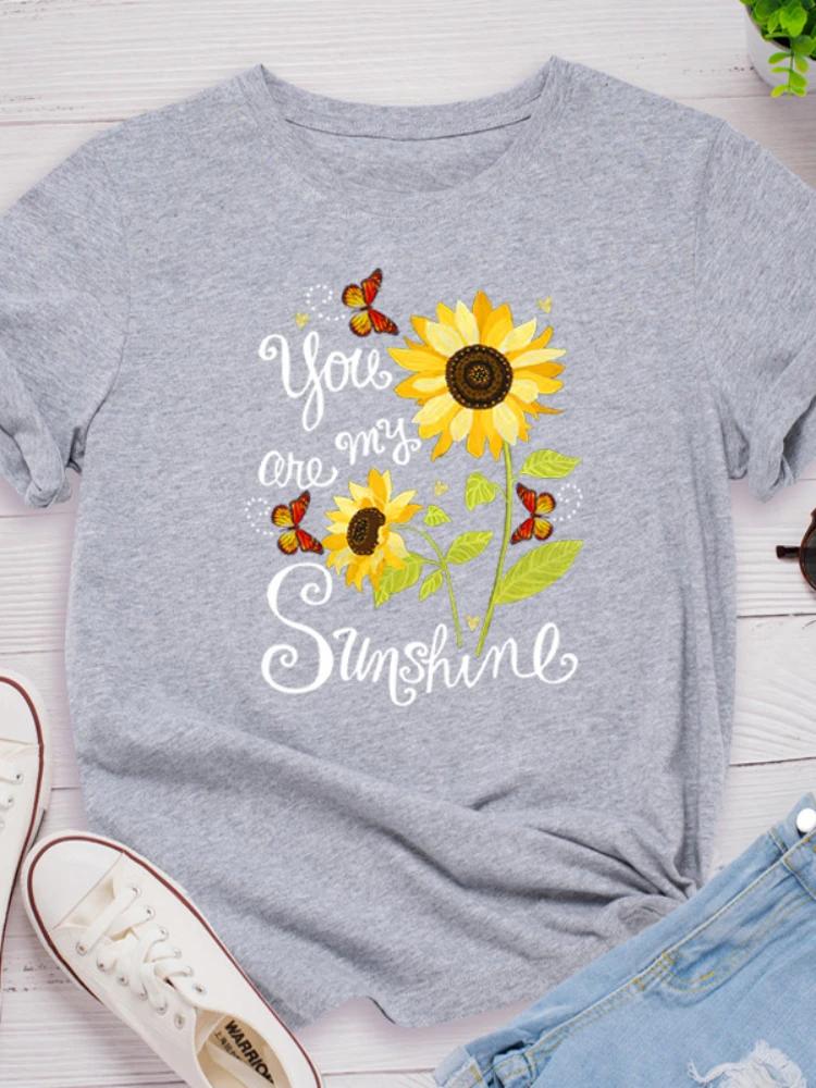 You Are My Sunshine Sonnenblumen-Print Damen-T-Shirt, kurzärmelig, Rundhalsausschnitt, lockere Damen-T-Shirts, Damen-T-Shirt, Tops, Camisetas Mujer